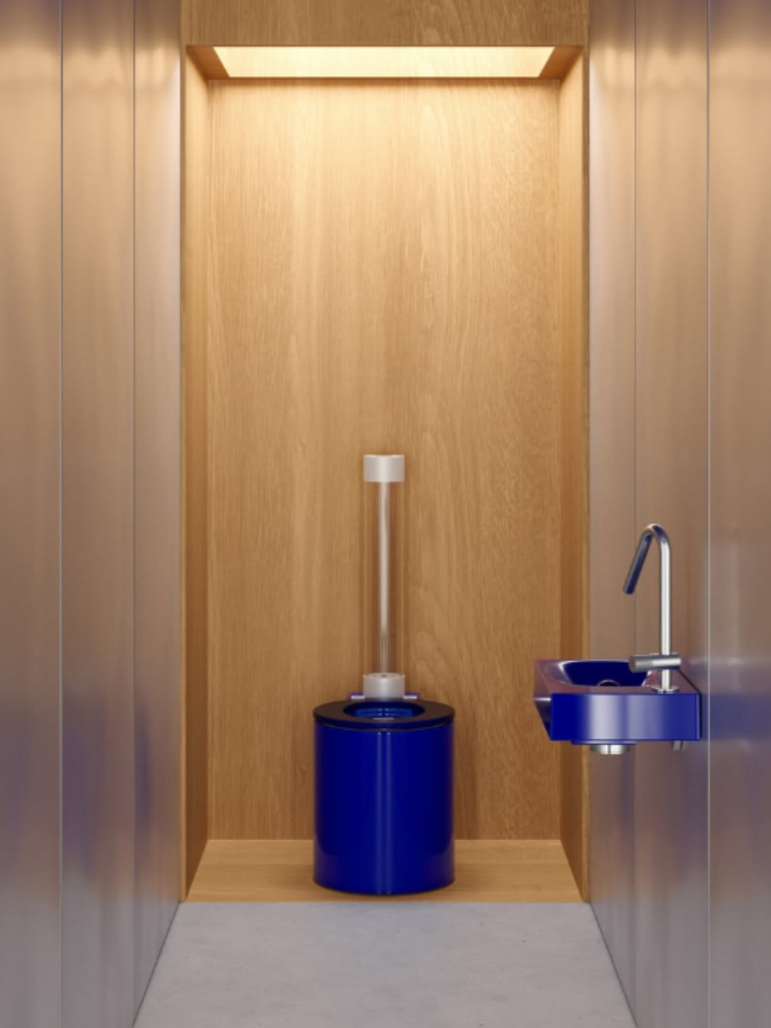 Trone Icone staand toilet blauw vlok met transparant reservoir