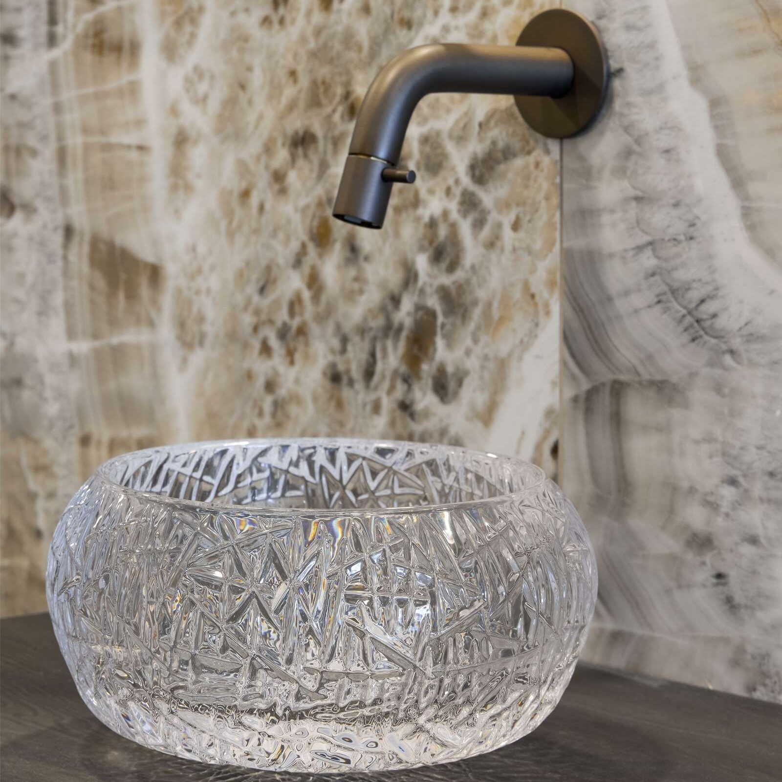 Luca sanitair Luca Vetro Clear opzetwastafel rond 24 cm