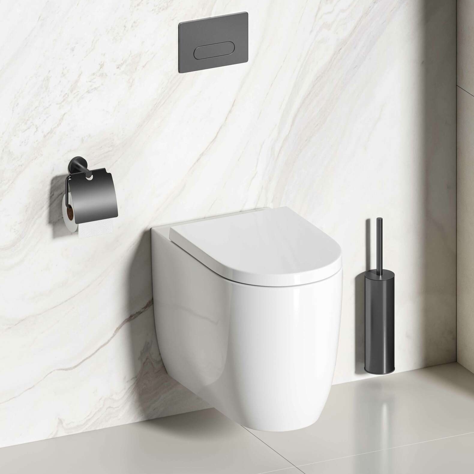Luca Sanitair Toiletrolhouder met klep